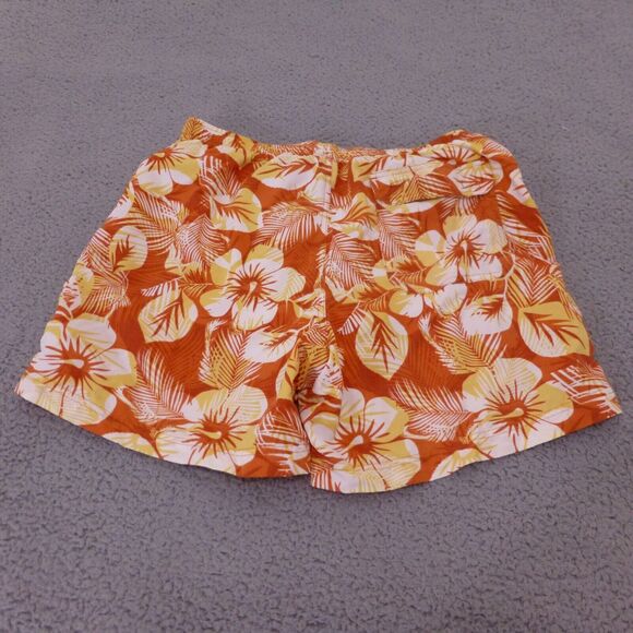 LL Bean Swim Trunks Mens Medium Floral Mesh Lined Tropical Orange Beach - Picture 2 of 10